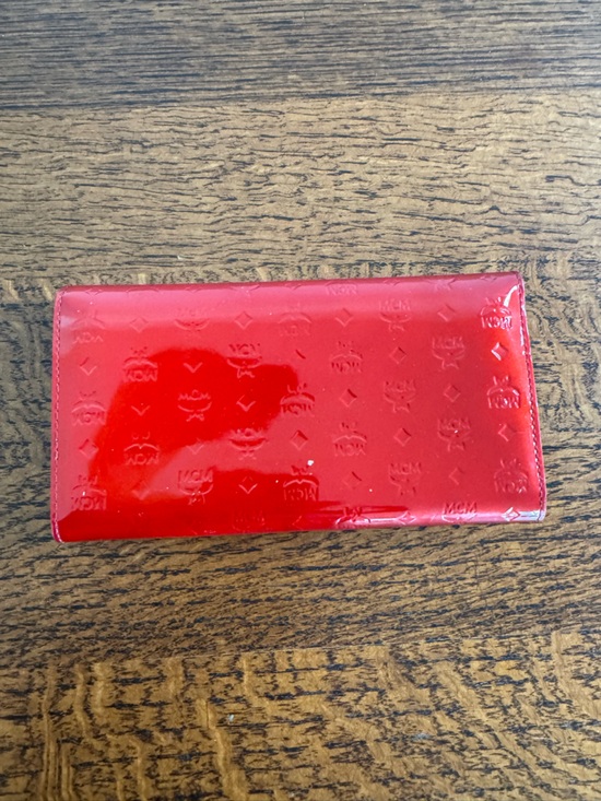 MCM Red Patent Leather Studded Wallet - Picture 2 of 10